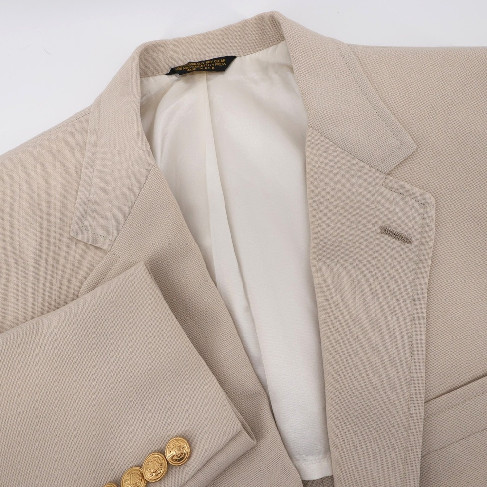Vintage 1980s Lands End Charter Collection Blazer Gold Buttons Tan Mens 40R Flaw